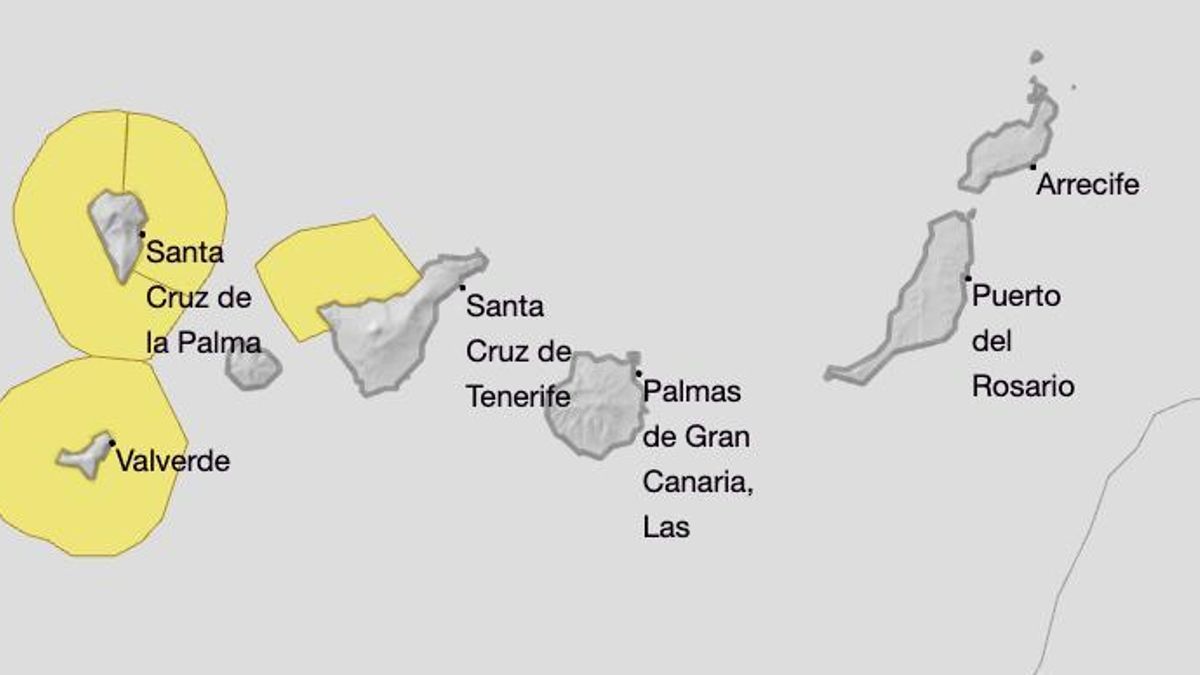 Mapa de la Aemet del aviso amarillo por fenómenos costeros para el jueves.