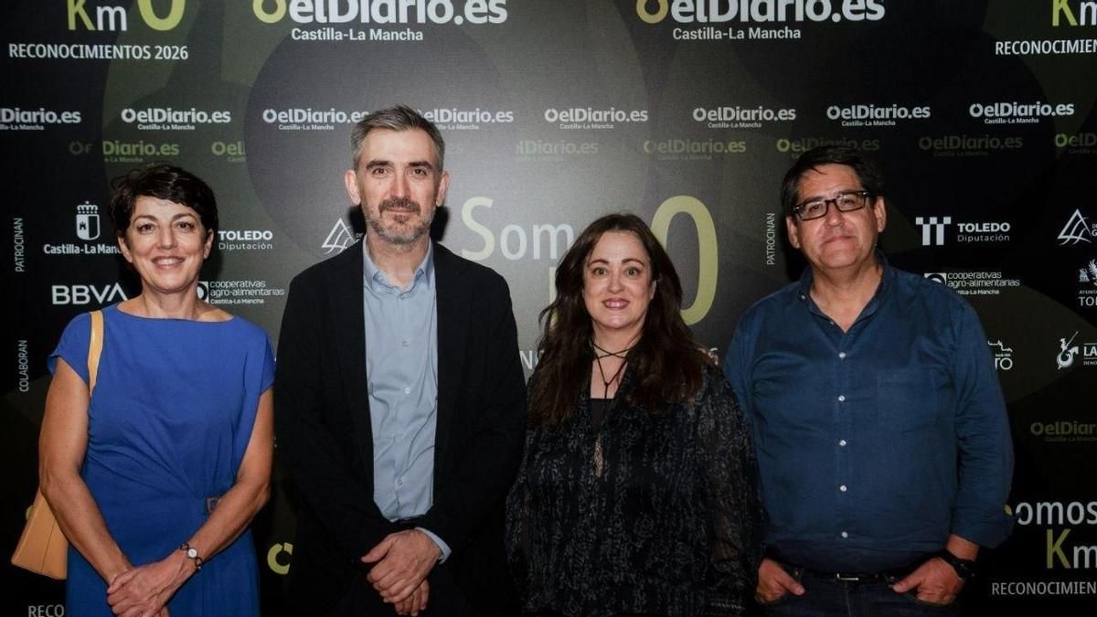 Rosalía Lloret, adjunta al director de elDiario.es; Ignacio Escolar, director de elDiario.es; Carmen Bachiller, directora de elDiario.es de Castilla-La Mancha; y Luis Enrique Espinoza, editor-jefe de elDiario.es de Castilla-La Mancha