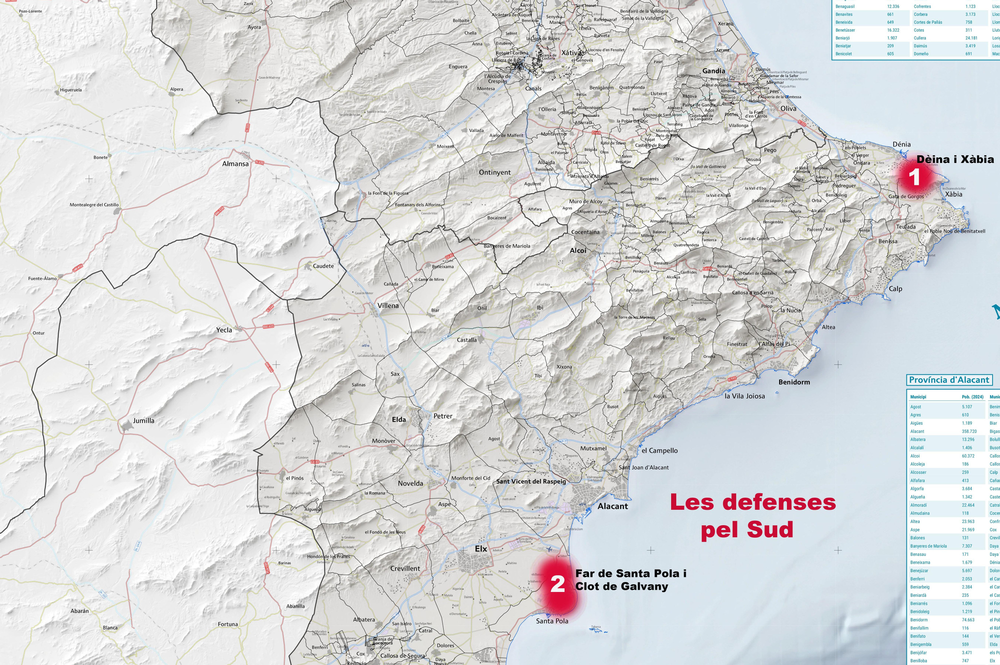 Algunes posicions de Defensa de Costa i d’un Centre de Resistència al Sud del País Valencià.