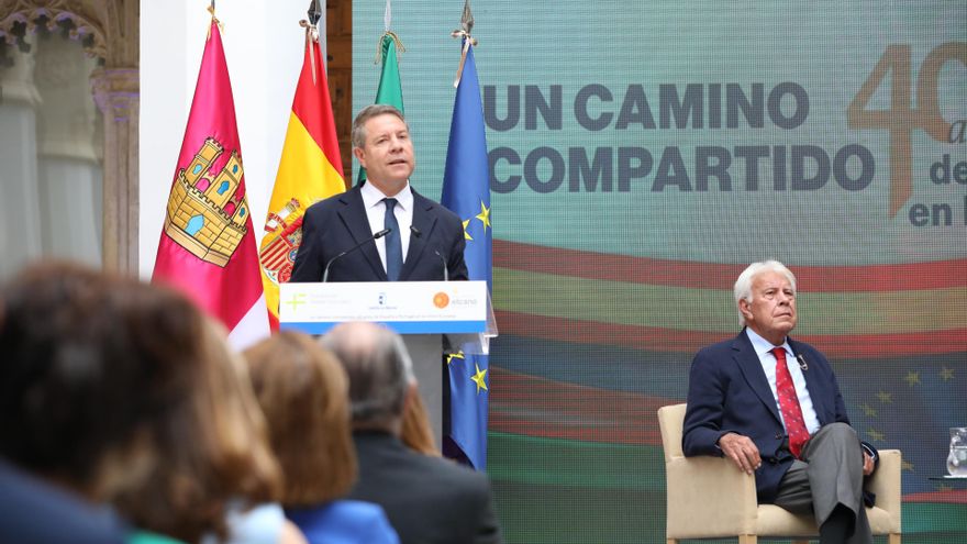 El presidente de Castilla-La Mancha, Emiliano García-Page, preside el evento 'Un camino compartido: 40 años de España y Portugal en la Unión Europea'