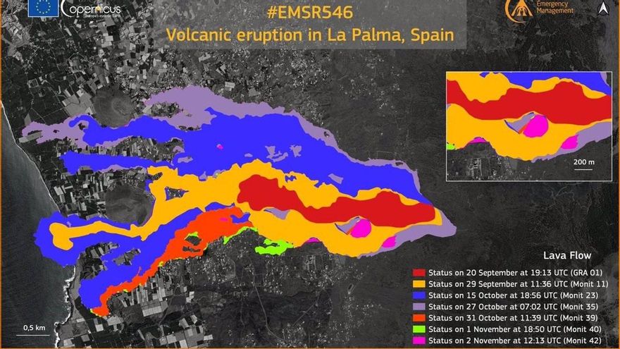 La lava sigue su camino en La Palma y arrasa casi 998 hectáreas y 2.613 edificaciones