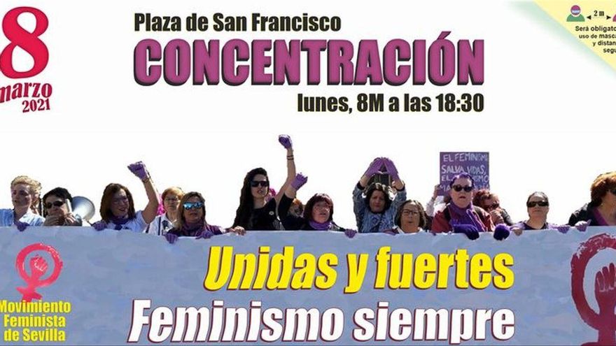 Concentración convocada por el Movimiento Feminista de Sevilla en la Plaza de San Francisco.