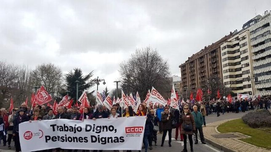 Manifestación en León por unas pensiones dignas.