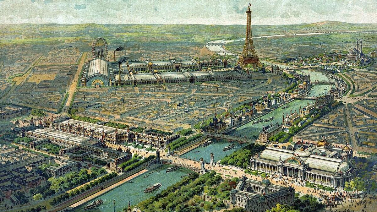 Vista panorámica de París con motivo de la Exposición Universal de 1900.