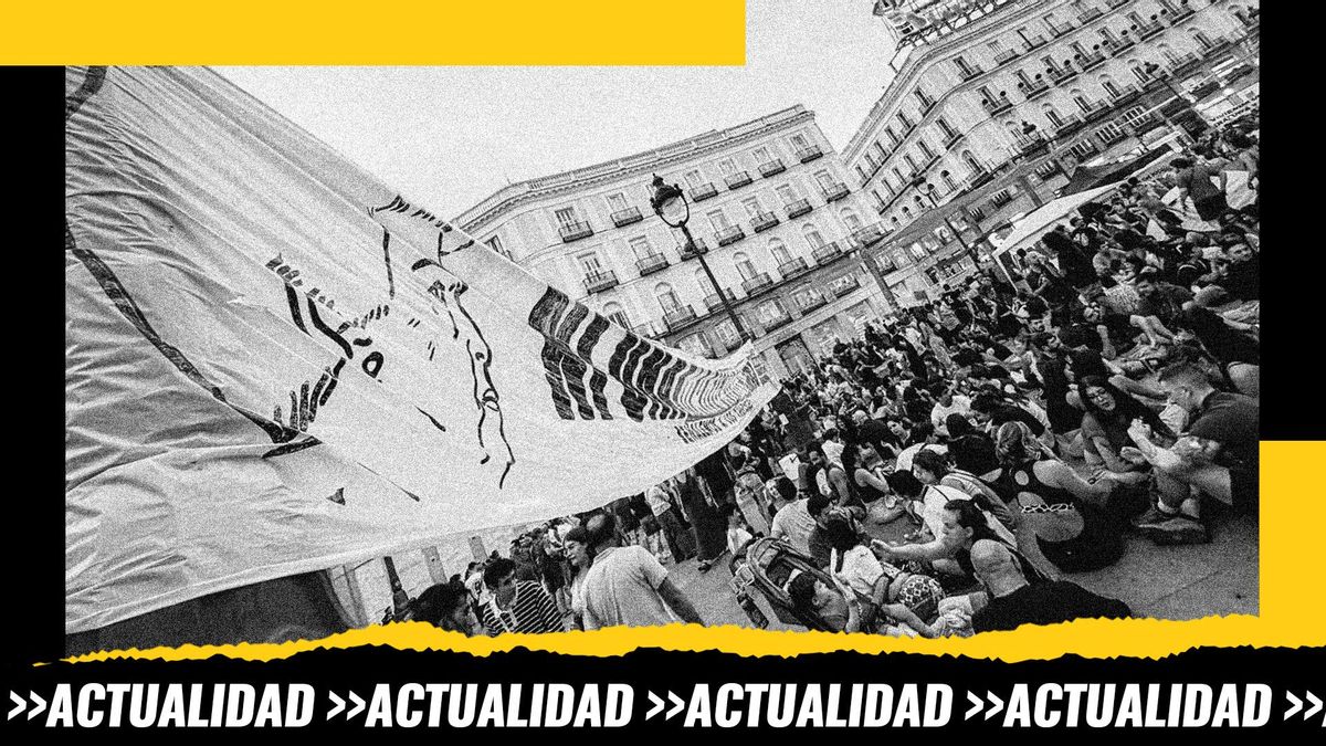 Fotografía de la acampada surgida tras el desahucio de Maricarmen en la Puerta de el Sol de Madrid