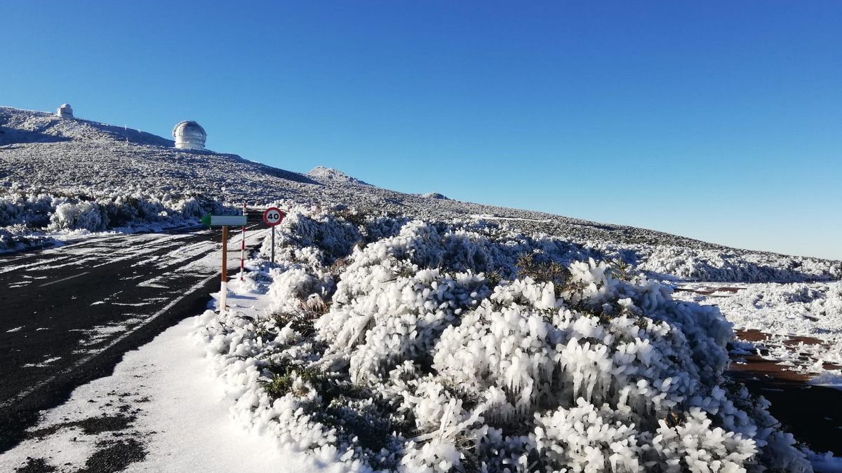 Las cumbres de La Palma lucen un paisaje siberiano