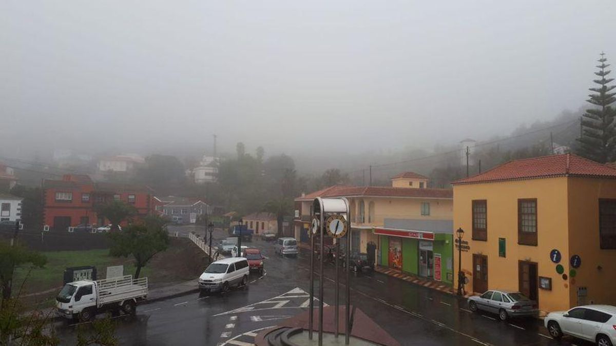 Imagen de archivo del centro urbano de Puntagorda un día de lluvia.