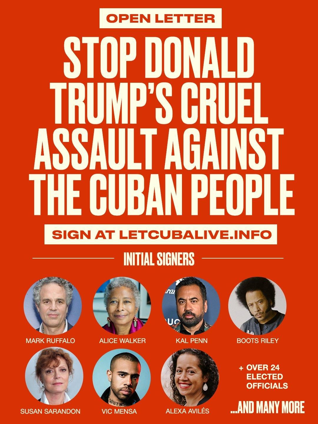 La iniciativa Let Cuba Live! denuncia que el objetivo del presidente de EEUU es “la hambruna masiva y el sufrimiento humano en Cuba”.