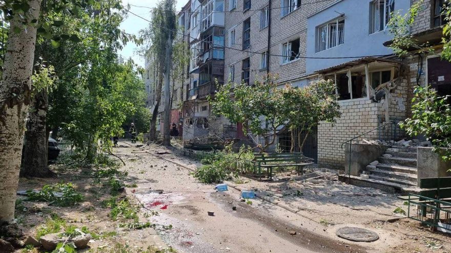 Edificios residenciales tras un ataque ruso en la ciudad ucraniana de Mykolaiv, 28 de mayo.