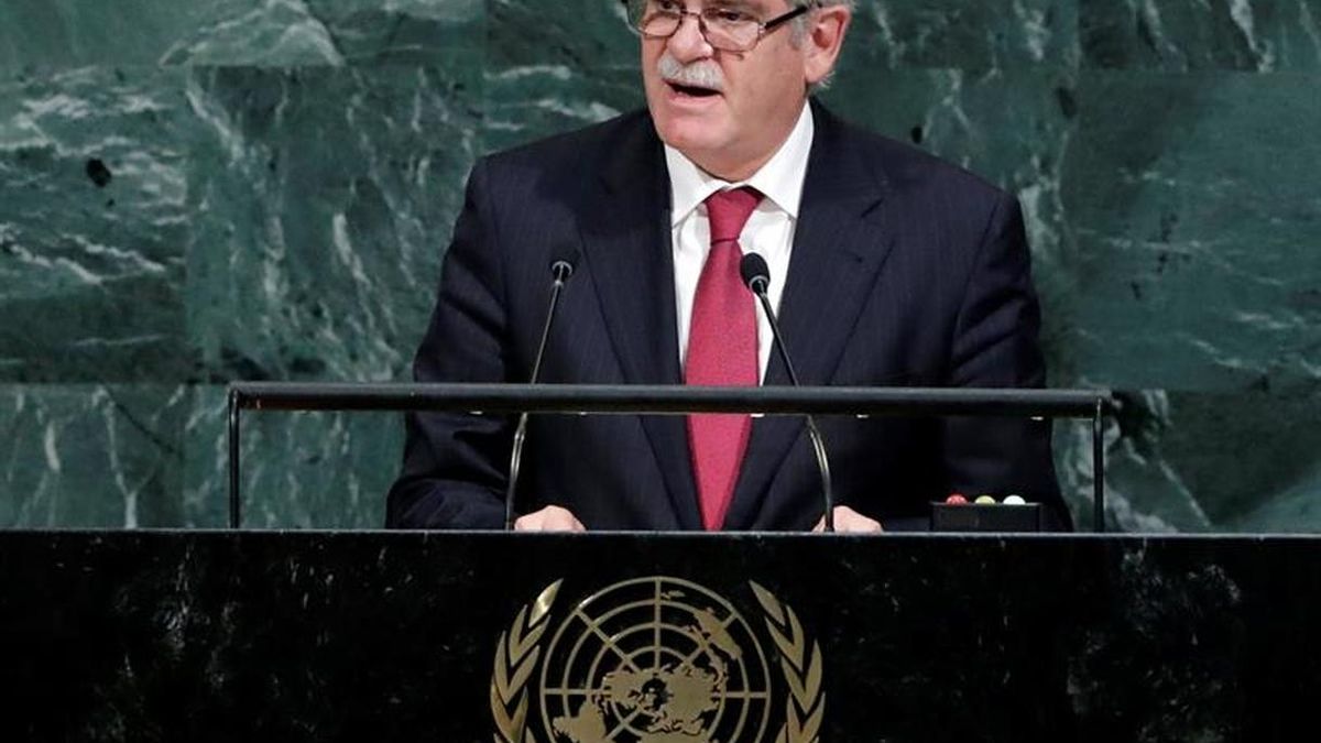 El ministro español de Asuntos Exteriores, Alfonso Dastis (c), habla durante el debate de alto nivel de la 72 Asamblea General de la ONU.