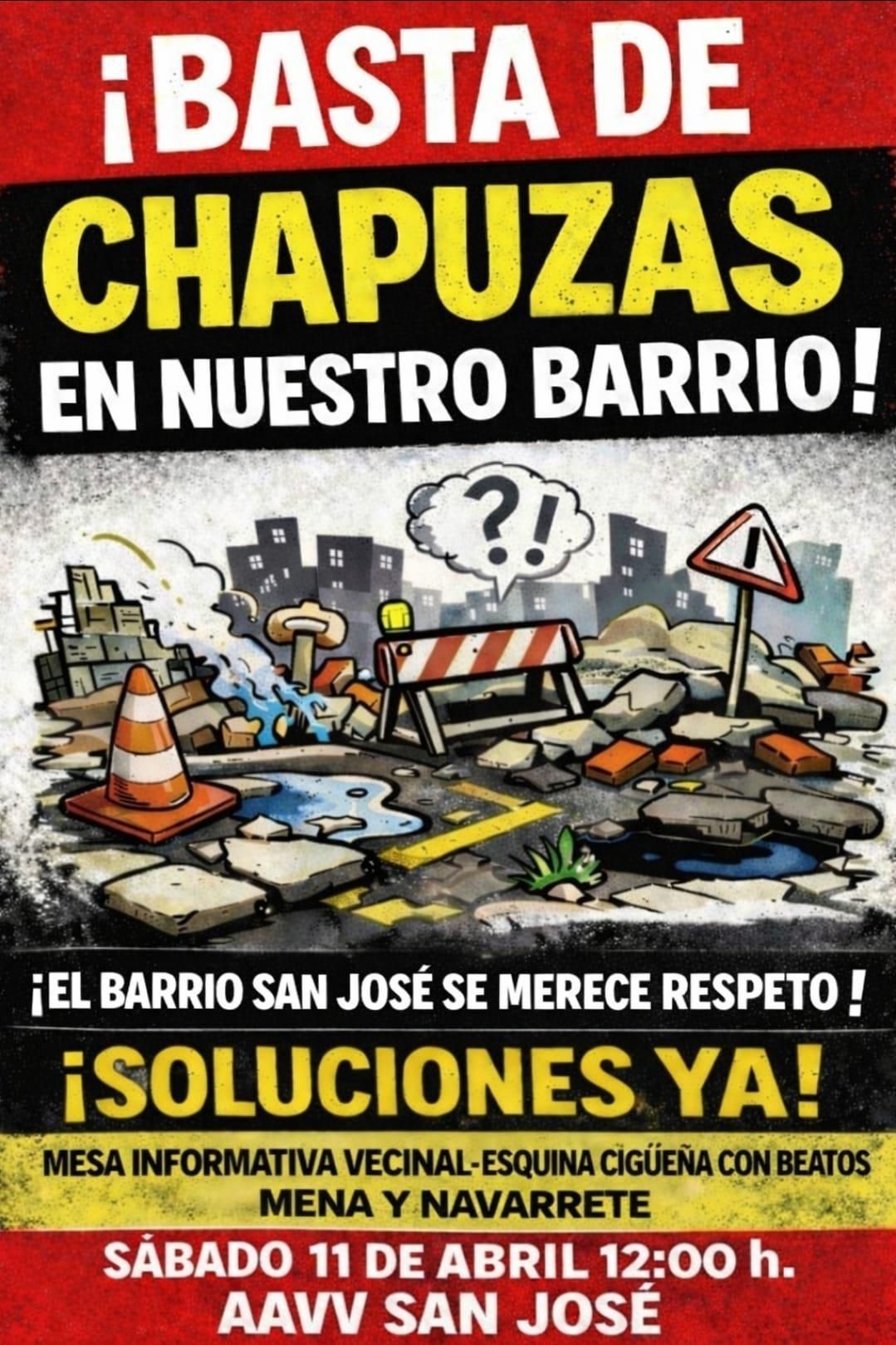 Cartel de la protesta del vecindario de la Asociación San José en Logroño