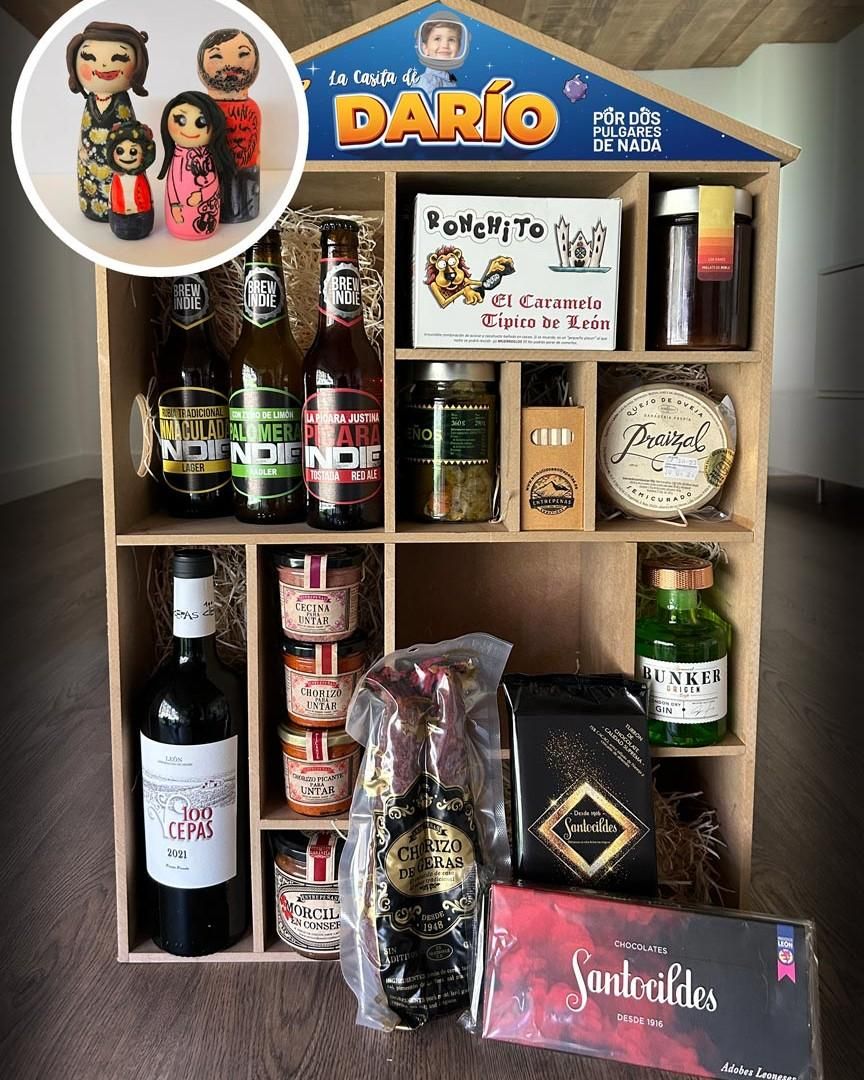 Todos los productos leoneses de La Casita de Darío para la Fundación Por dos pulgares de nada.
