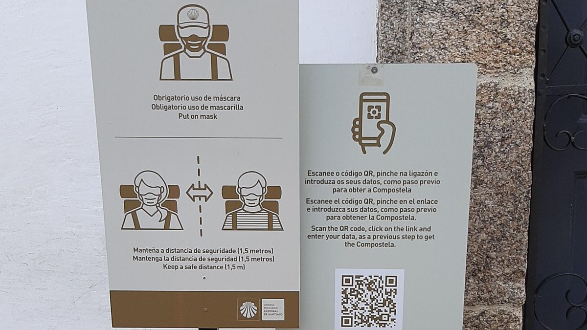 Sinaléctica en la Oficina do Peregrino de Santiago de Compostela