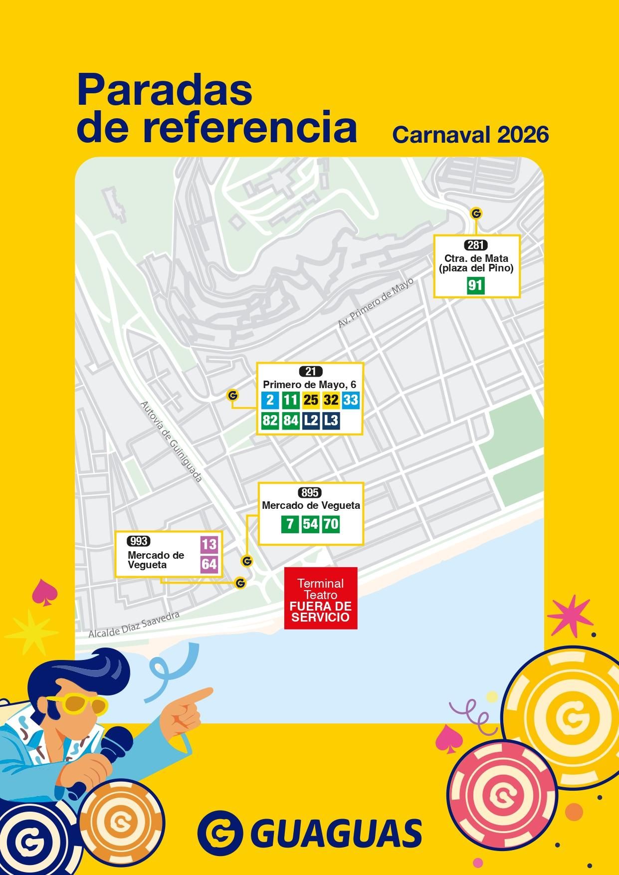 Dispositivo especial de Guaguas Municipales por el Carnaval de Las Palmas de Gran Canaria.