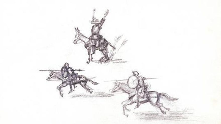 Bocetos de Alberto Sánchez para la película 'Don Quijote' (1957), de Grigori Kózintsev.