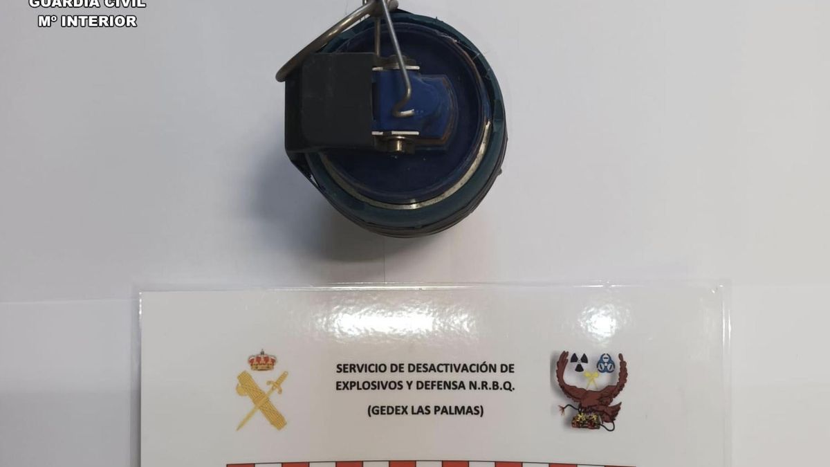 La granada de mano encontrada en una vivienda de Gran Canaria.