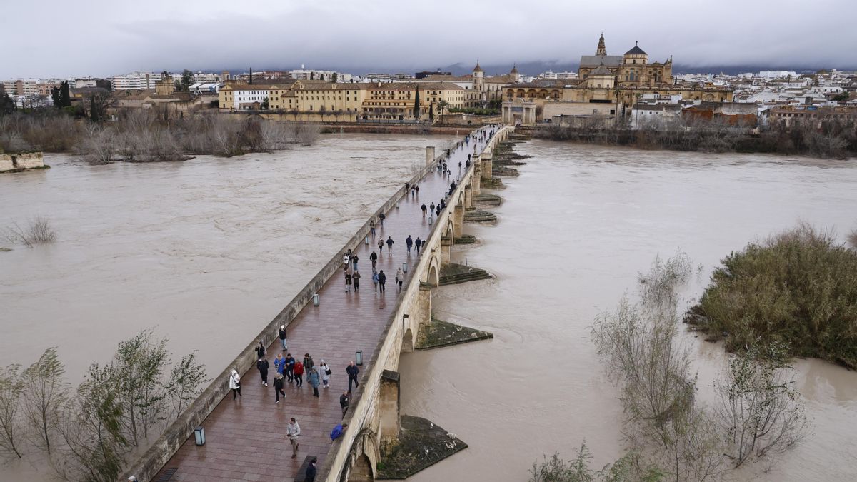 El río Guadalquivir aumenta su caudal a su paso por Córdoba