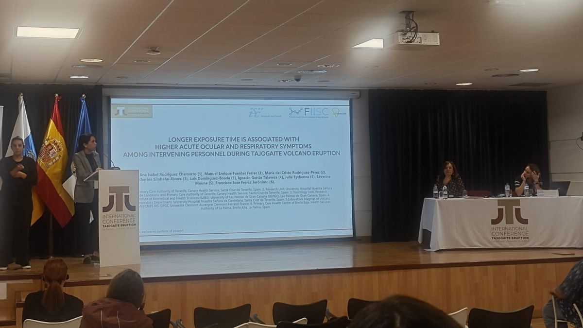Presentación de los resultados del  estudio 'Isvolcan Impacto en la Salud' de la población de La Palma por la erupción del Tajogaite en las jornadas de divulgación científica ‘Conferencia Internacional: Erupción del Tajogaite’ que se celebran en la Isla.