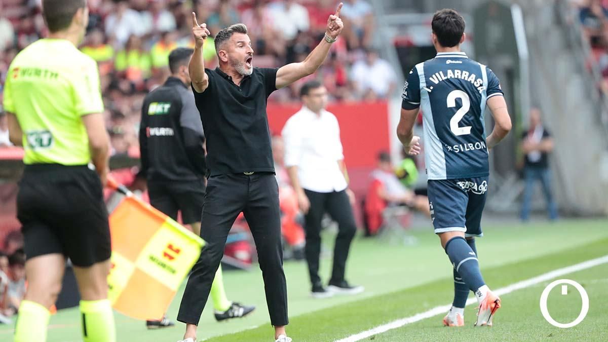 Ania, durante el Sporting de Gijón - Córdoba CF