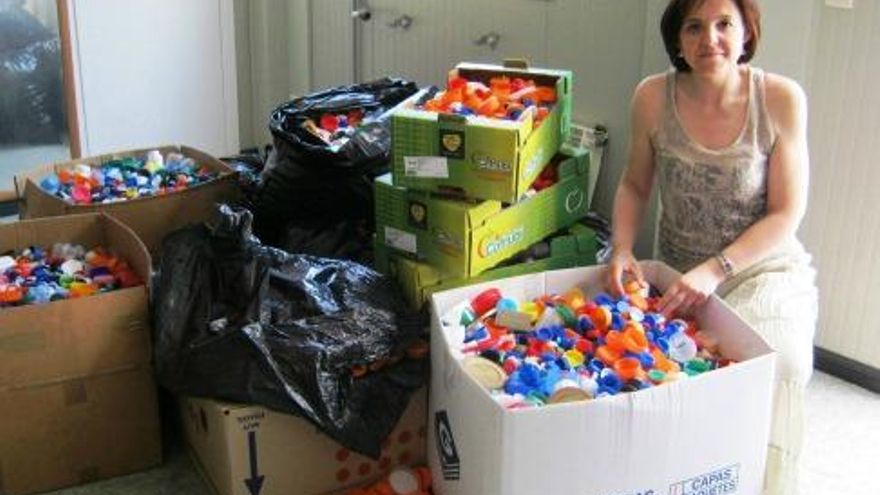 Recogida de tapones para Aitana.