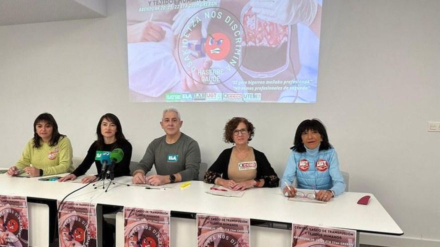 Los sindicatos tensan la relación con Osakidetza con cuatro días de huelga en el Centro de Transfusiones