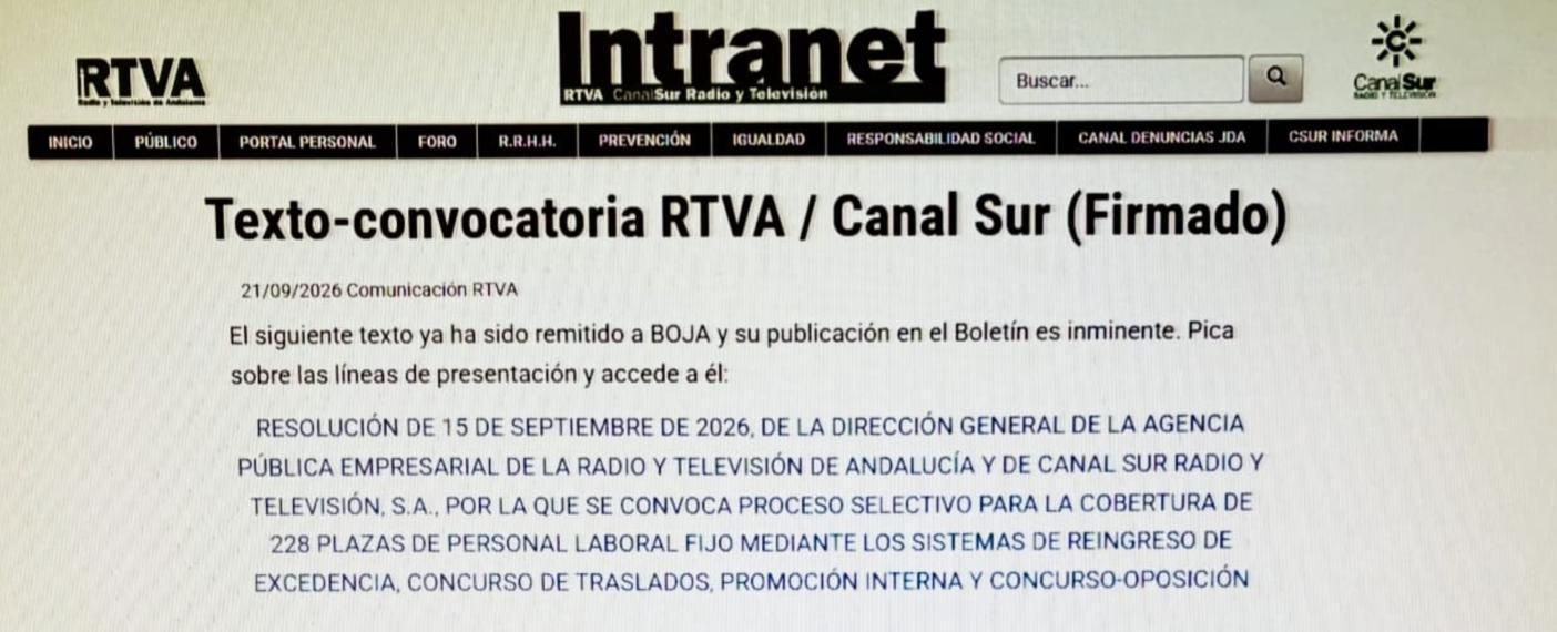 La plantilla de la RTVA ha amanecido con la publicación de las bases en la intranet de la empresa