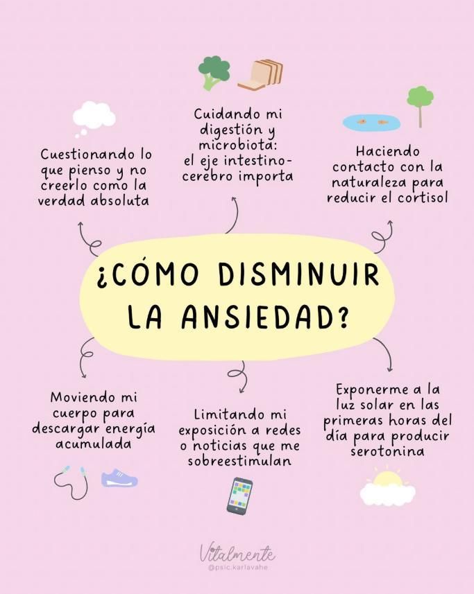 Un poster que explica en Instagram cómo disminuir la ansiedad.