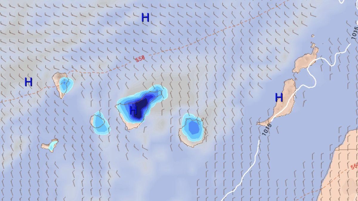 Precipitaciones previstas para este domingo en Canarias. / FOTO: METEORED