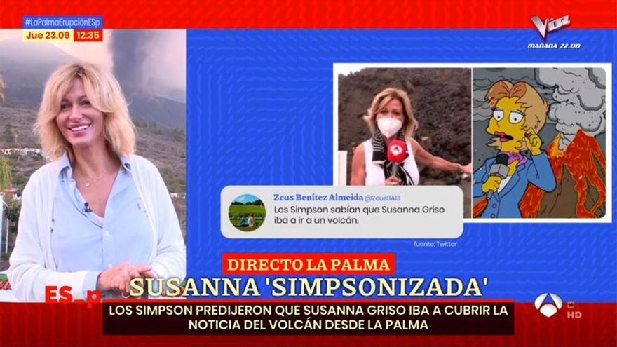 Susanna Griso comenta el meme viral de 'Los Simpson' "prediciendo" su cobertura del volcán
