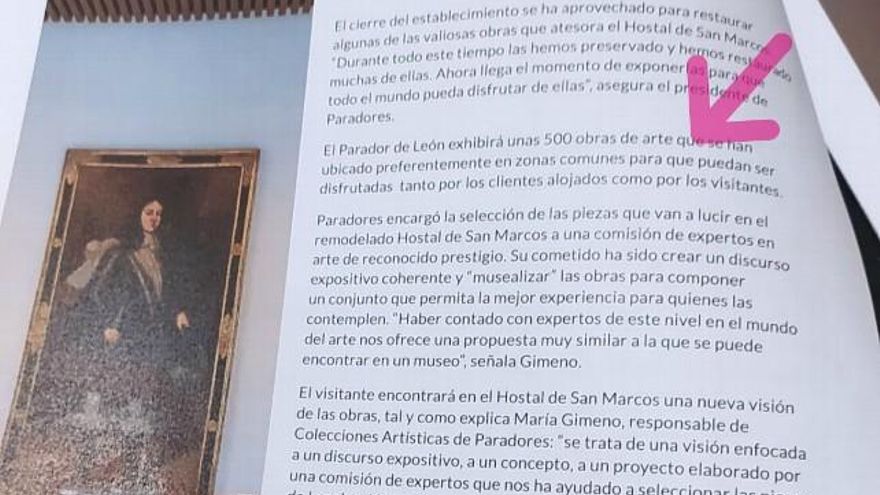 Las propias publicaciones de Paradores en la reapertura indican que todas las obras de arte serían visitables incluso sin estar alojados en el hostal de León.