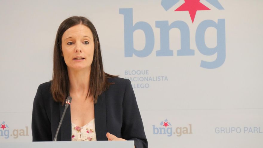 La viceportavoz parlamentaria del BNG, Olalla Rodil, en rueda de prensa.