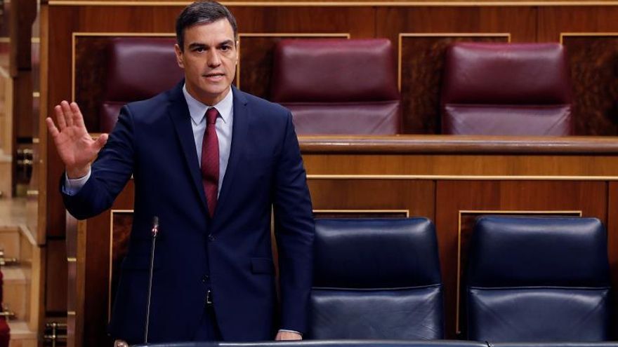 El presidente del Gobierno, Pedro Sánchez durante la sesión de control al ejecutivo en el Congreso en Madrid este miércoles.