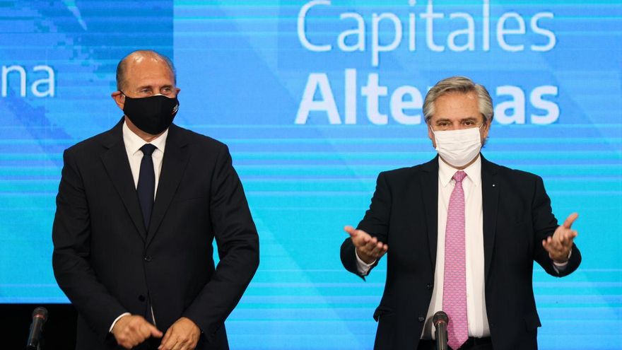 Alberto Fernández con Omar Perotti