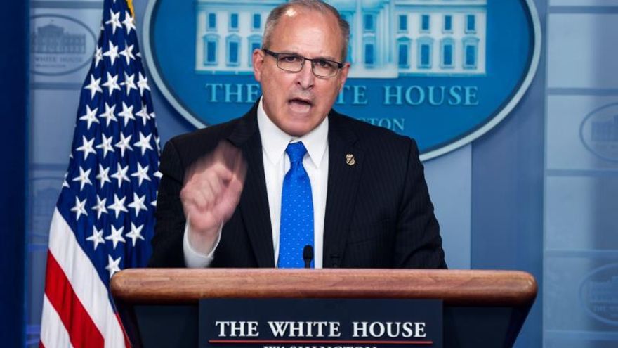Acting Commissioner of Customs and Border Protection Mark Morgan speaks to the media in Brady Press Briefing Room at the White House in Washington, DC, USA, 08 October 2019.