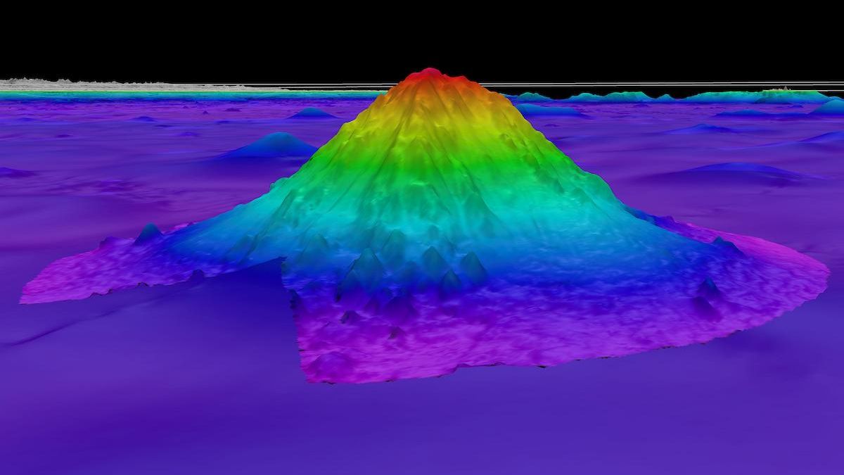 Mapa batimétrico del monte submarino Solito. Foto: cortesía Schmidt Ocean Institute
