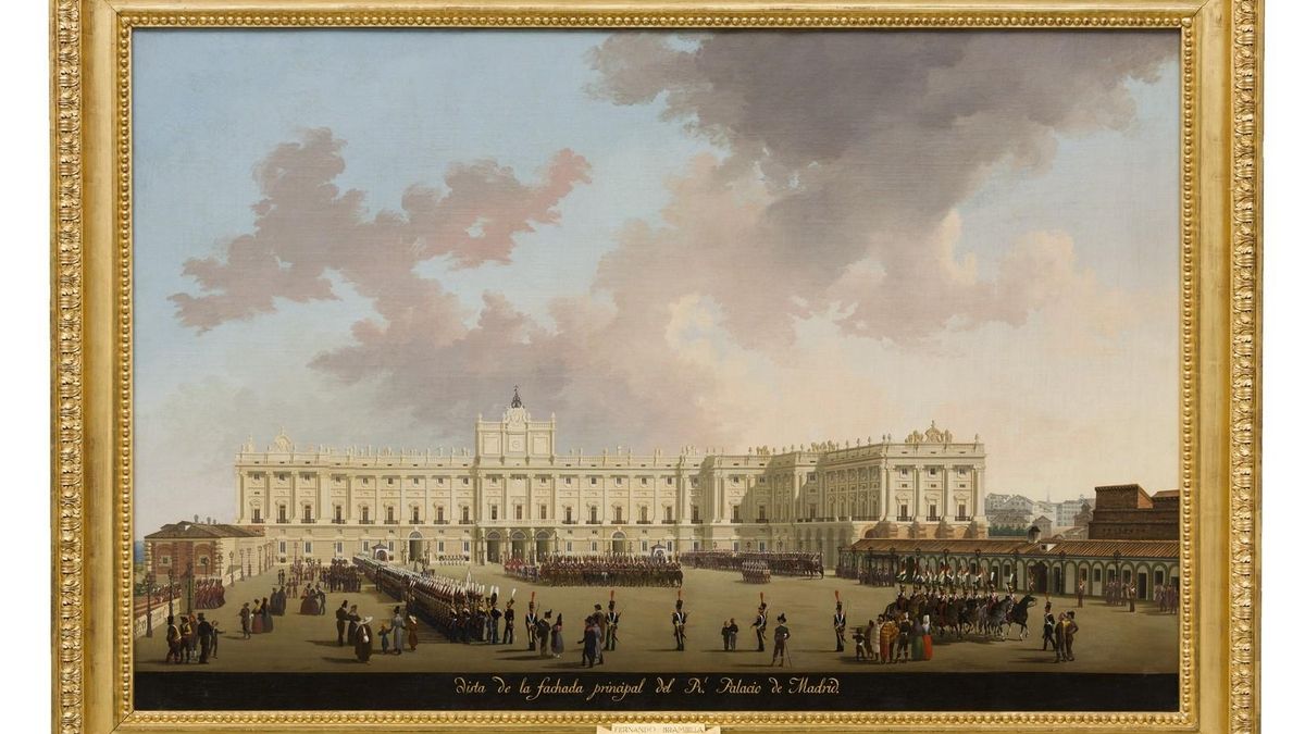 Fernando Brambila, Vista de la fachada principal del Palacio Real de Madrid, 1829 1834.
