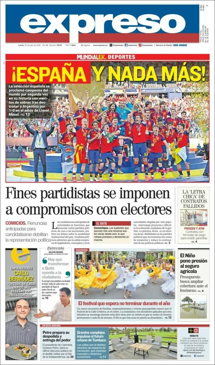 Las lágrimas de Messi y el título de España, en las tapas de los diarios del mundo