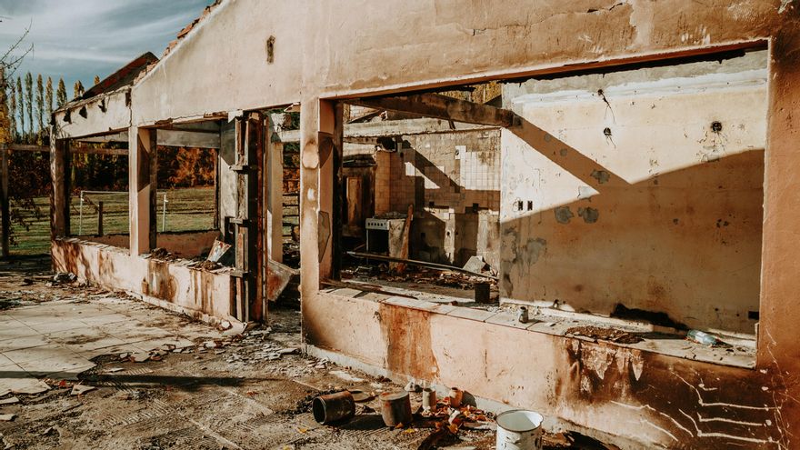 Restos del incendio en el paraje Las Golondrinas