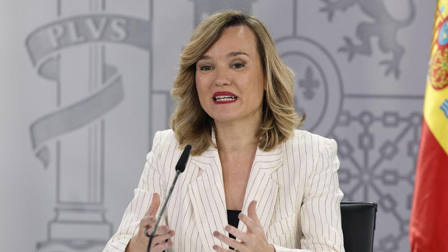 La ministra Portavoz, Pilar Alegría, durante la rueda de prensa posterior al Consejo de Ministros, esta semana en La Moncloa.