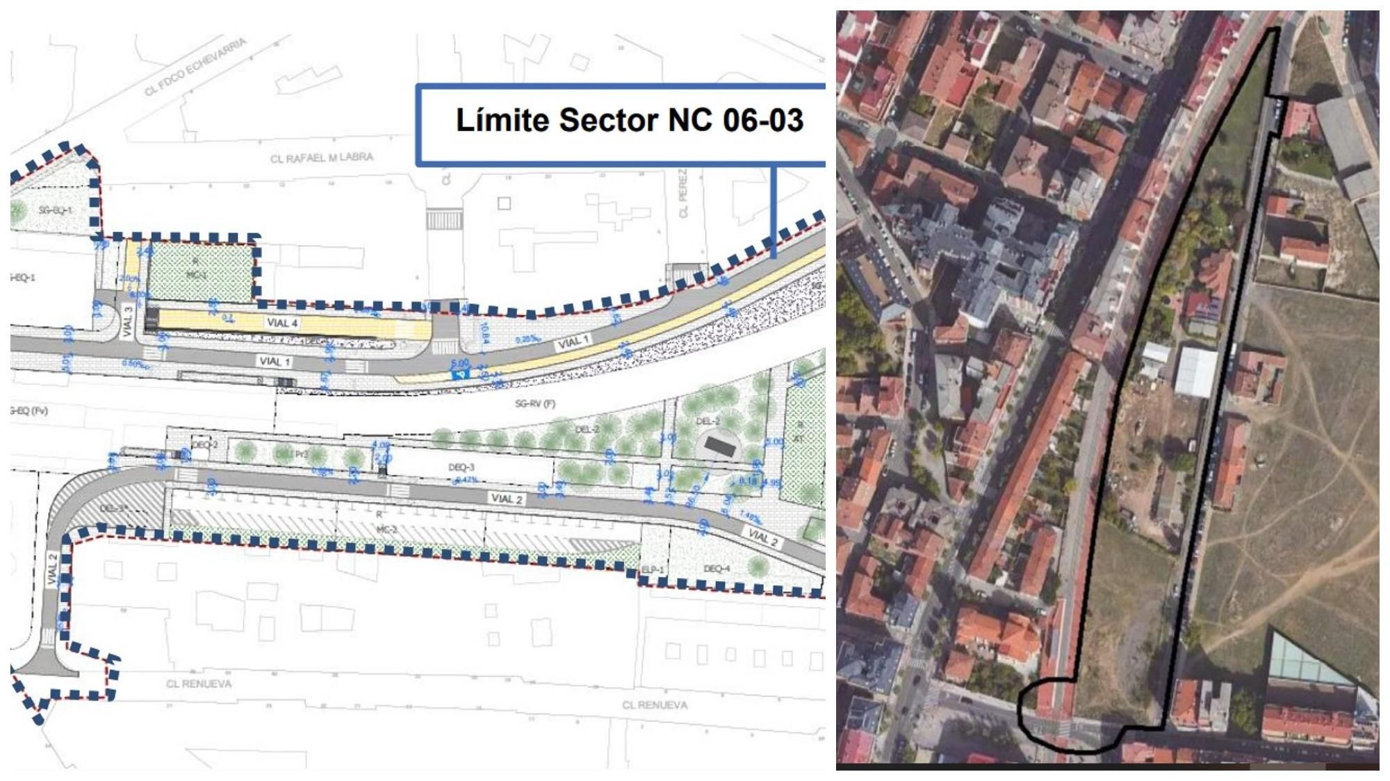 Planos de los proyectos urbanísticos de los dos sectores a desarrollarse en las inmediaciones de Feve en León.