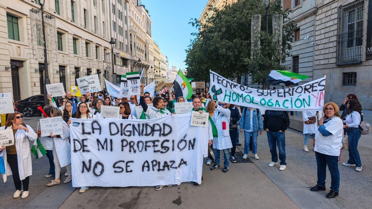 Delegación cordobesa en la manifestación de técnicos sanitarios en Madrid.