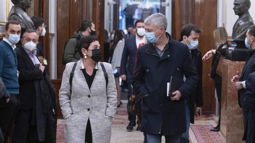 Los diputados de Bildu Mertxe Aizpurua y Oskar Matute, en el Congreso