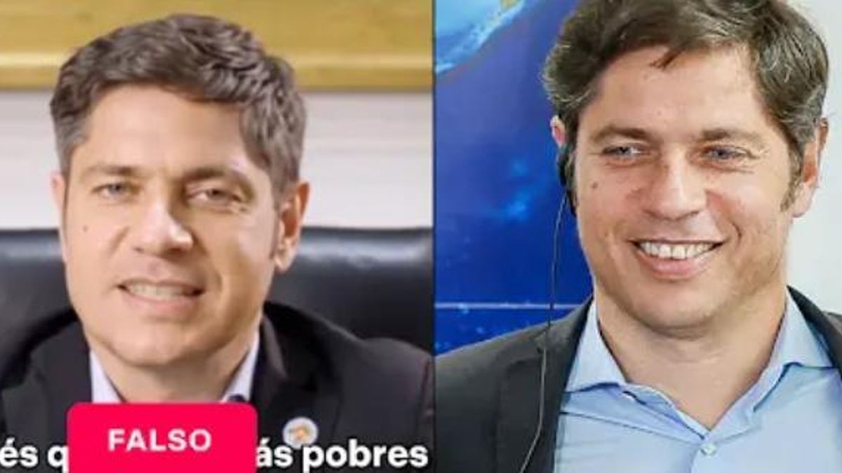 A la izquierda, la imagen generada con IA. A la derecha, una foto de Kicillof.