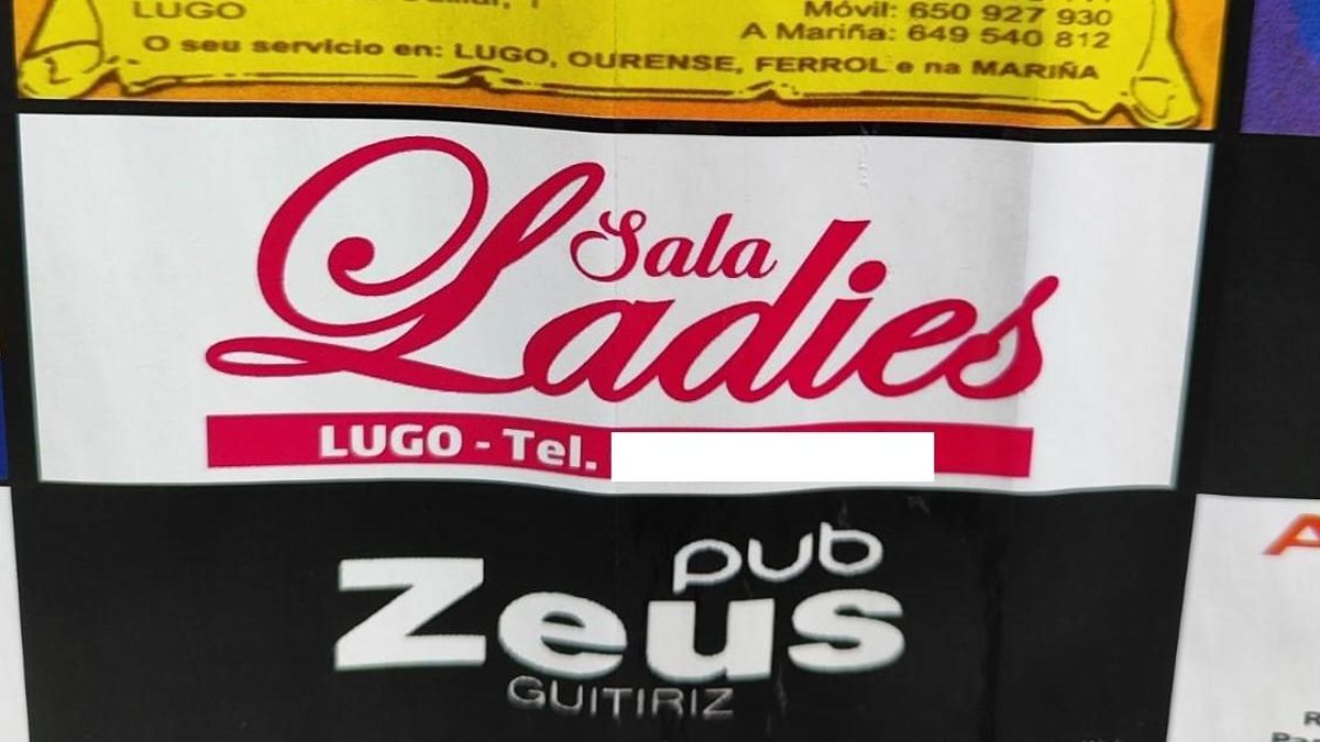 Detalle del anuncio de un prostíbulo en el cartel de las fiestas de San Martín de Guillar.