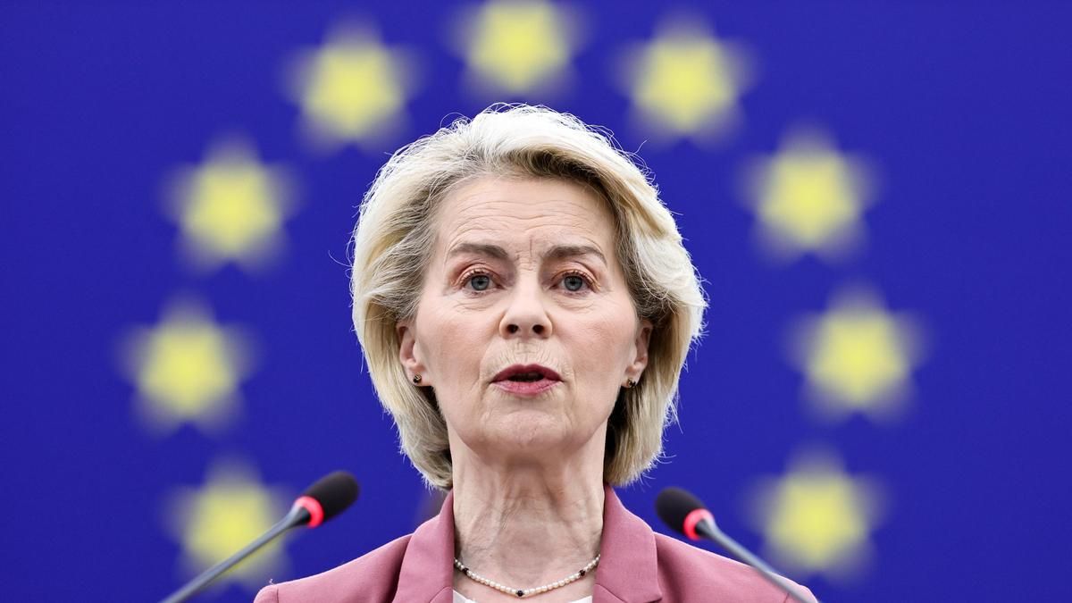 Ursula von der Leyen en un debate del EUCO este miércoles.