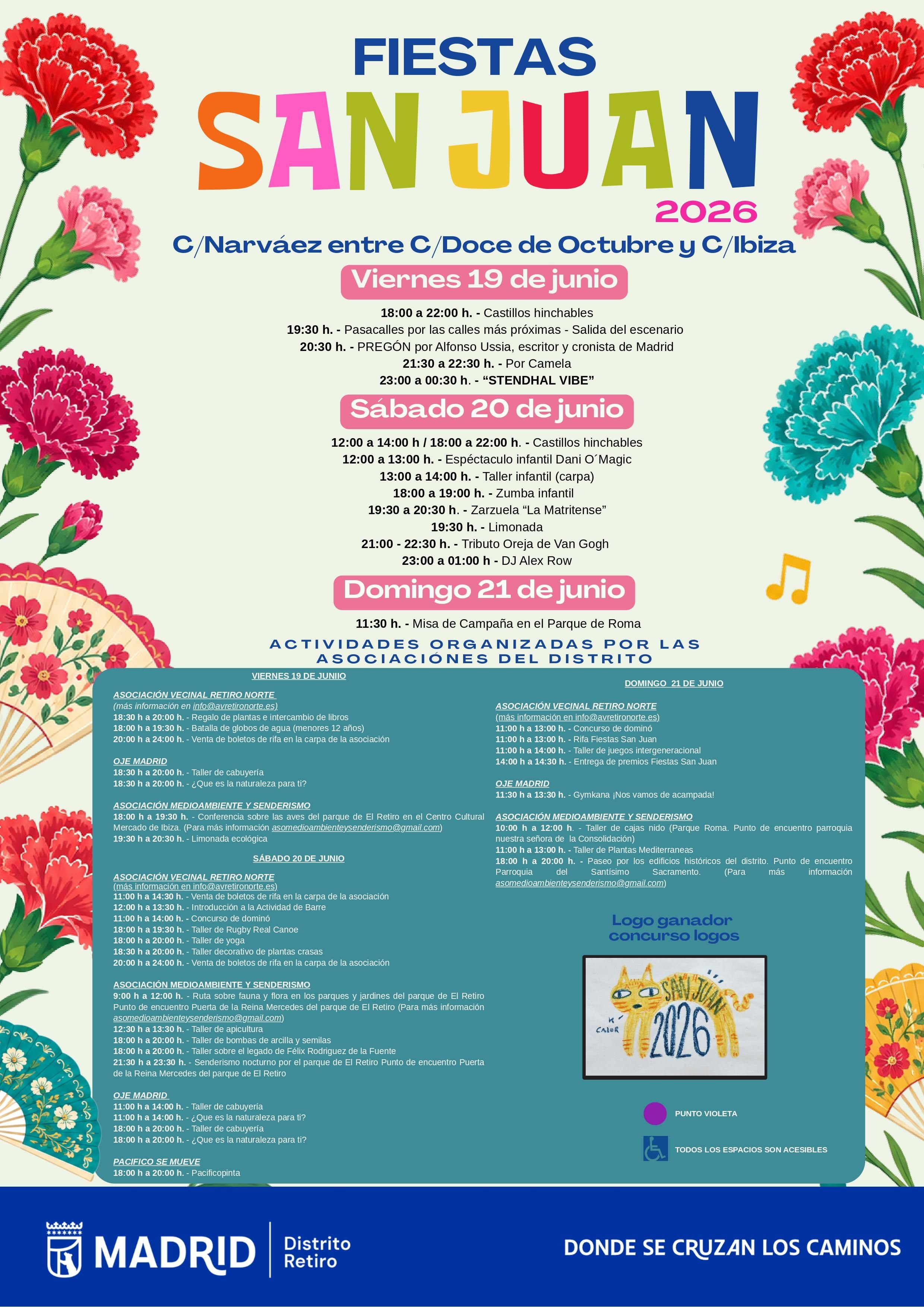 Cartel de las Fiestas San Juan 2026 en Retiro