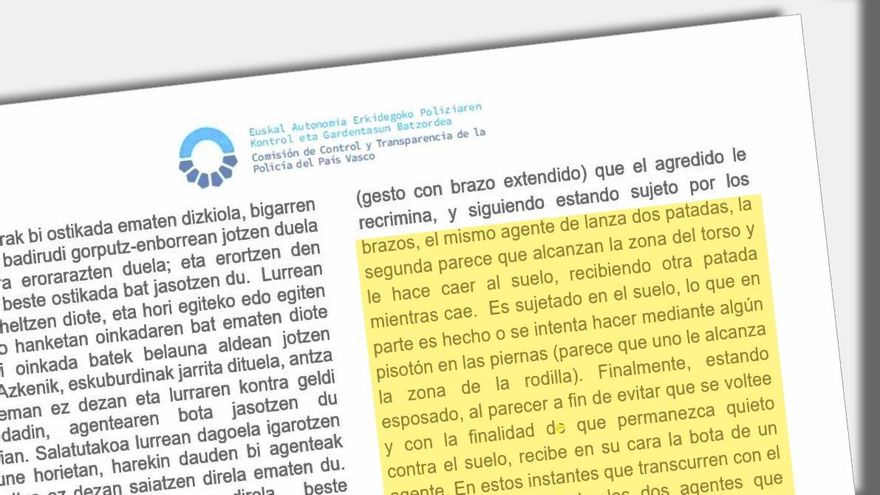Un informe revela que la Ertzaintza no investigó a dos agentes que dieron patadas y puñetazos a dos detenidos