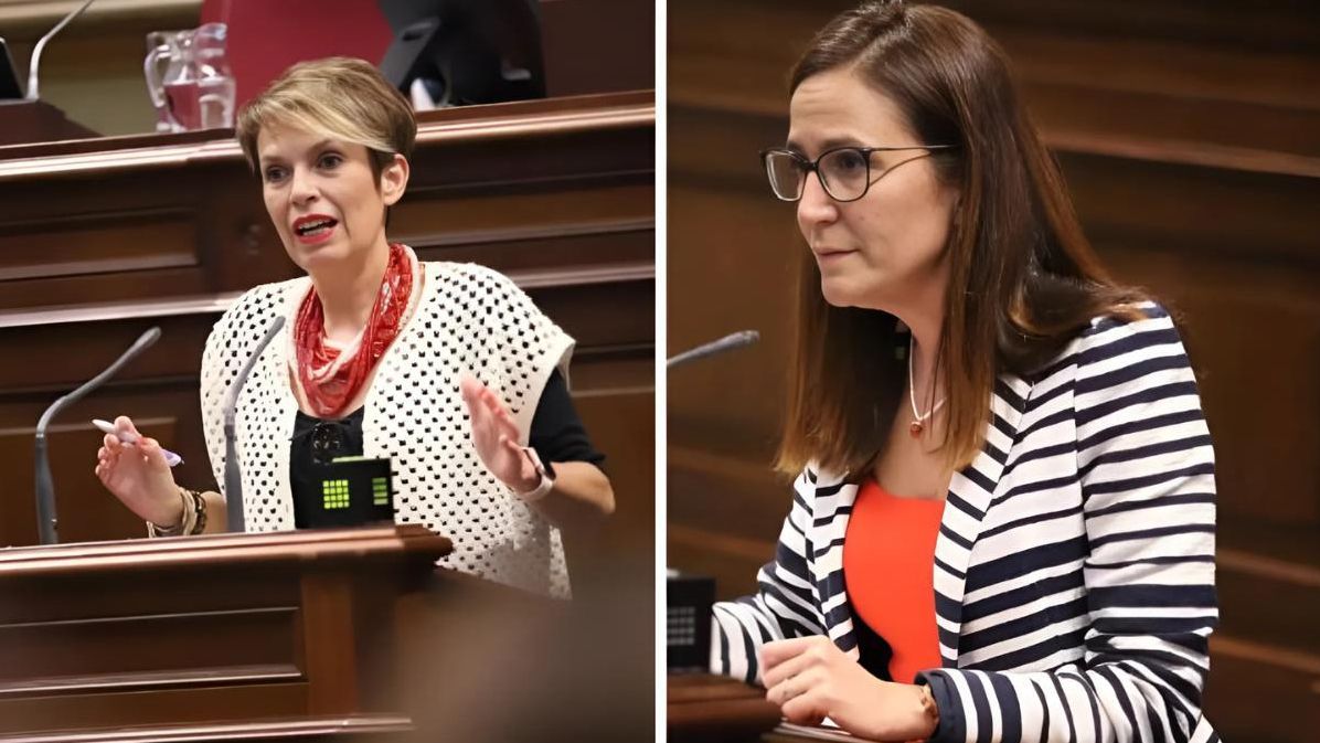 La diputada socialista Elena Máñez (i) y la parlamentaria de Nueva Canarias-Bloque Canarista (NC-BC) Natalia Santana (d). Archivo.