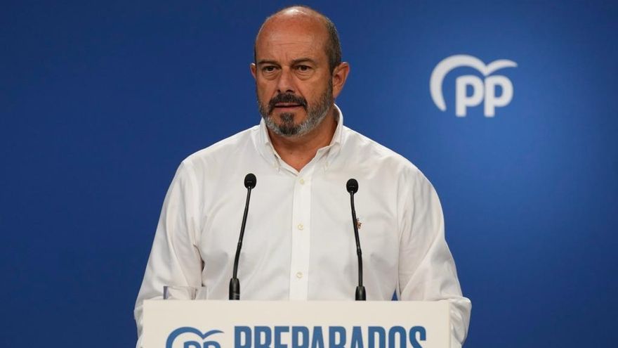 El vicesecretario de Coordinación Autonómica y Local del PP, Pedro Rollán, ofrece una rueda de prensa.