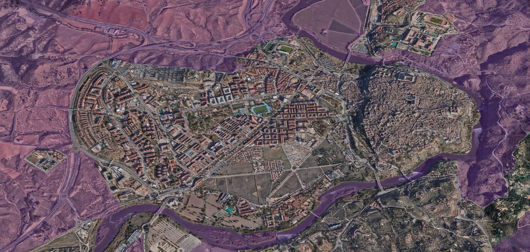 Toledo en vista aérea en una fotografía del borrador del POM.